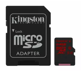Snelle Kingston 64GB microSD kaart incl SD adapter [70MB/s schrijfsnelheid]